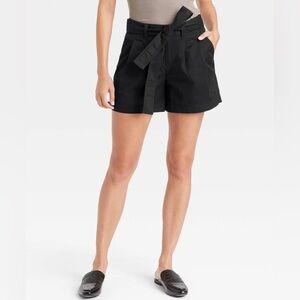 a new day Black High-Waist Tie Front Casual Shorts
